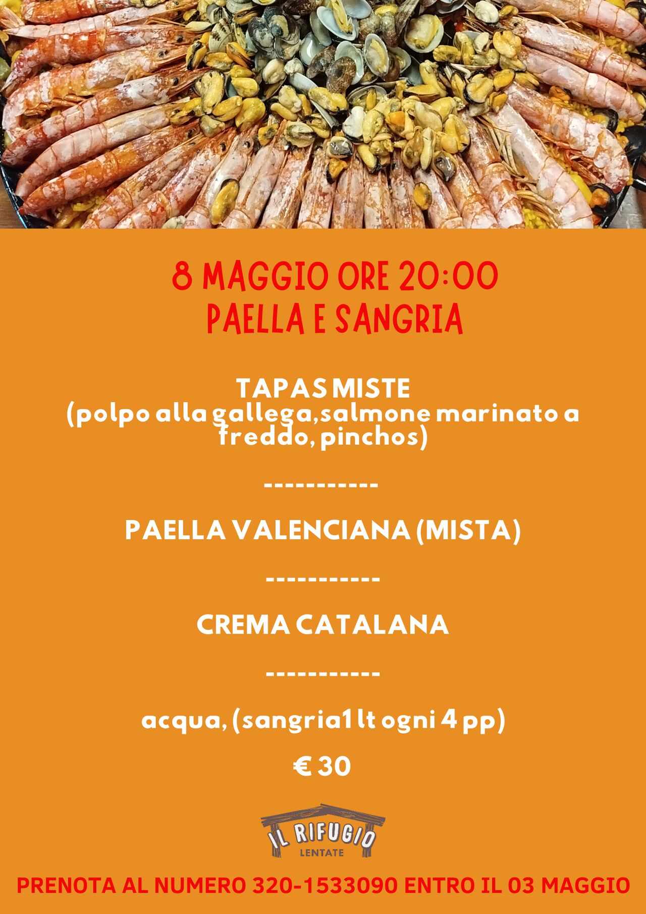 PAELLA E NON SOLO - 8 MAGGIO 2026 ORE 20,00