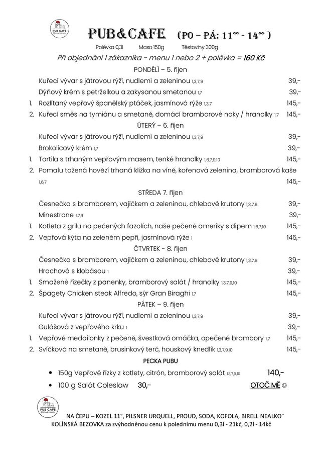 DENNÍ MENU od 5. ŘÍJNA