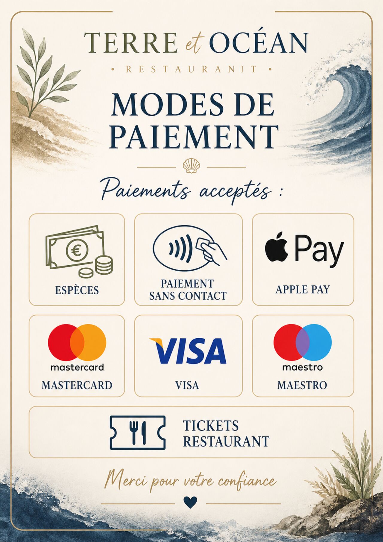 NOS MODES DE PAIEMENTS