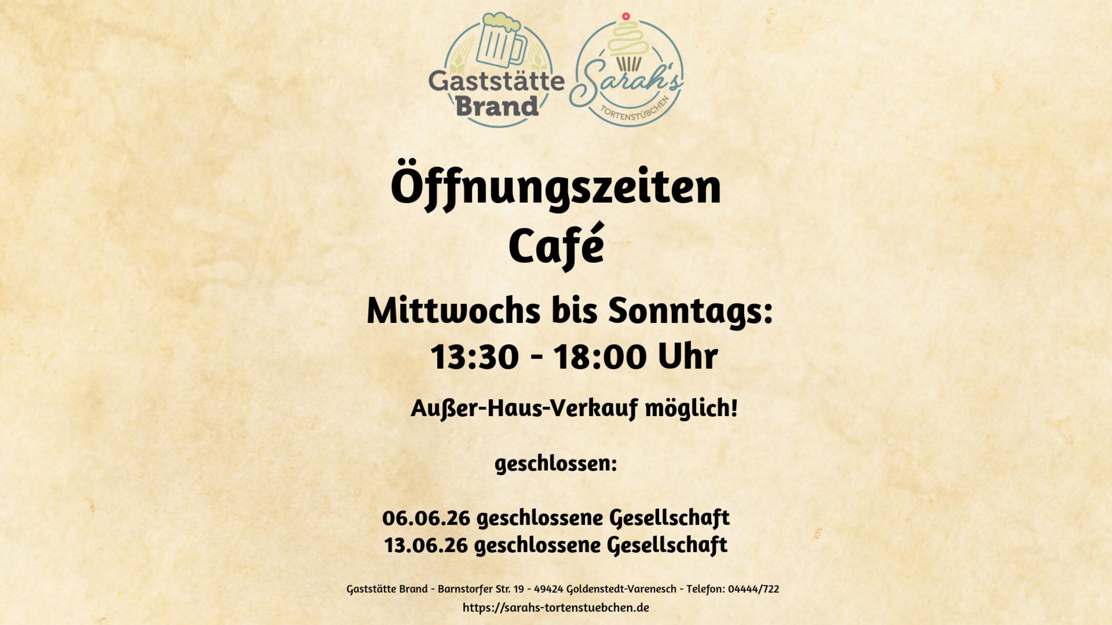 Öffnungszeiten Café
