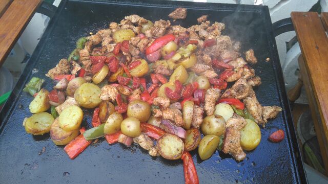 Plancha poulet legumes