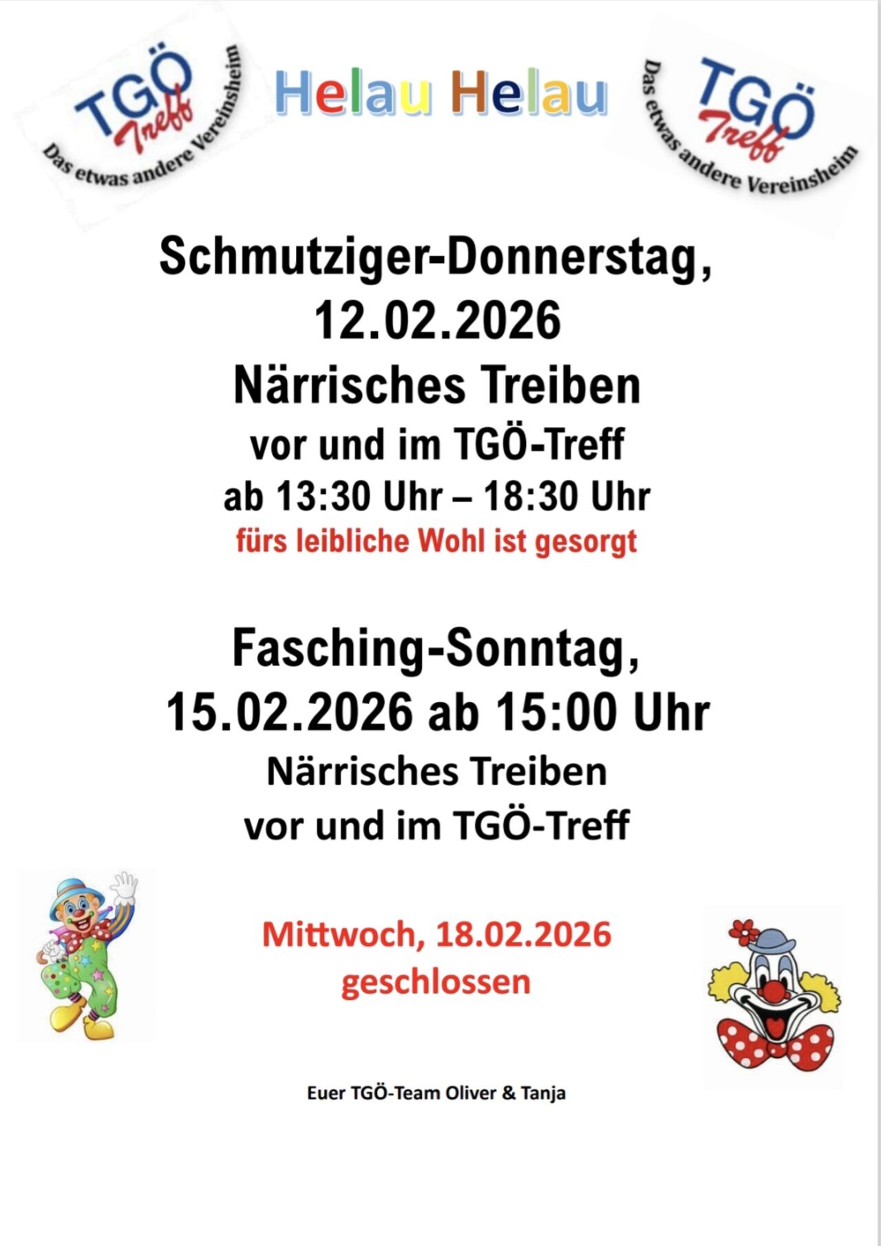 Närrisches Treiben im TGÖ-Treff