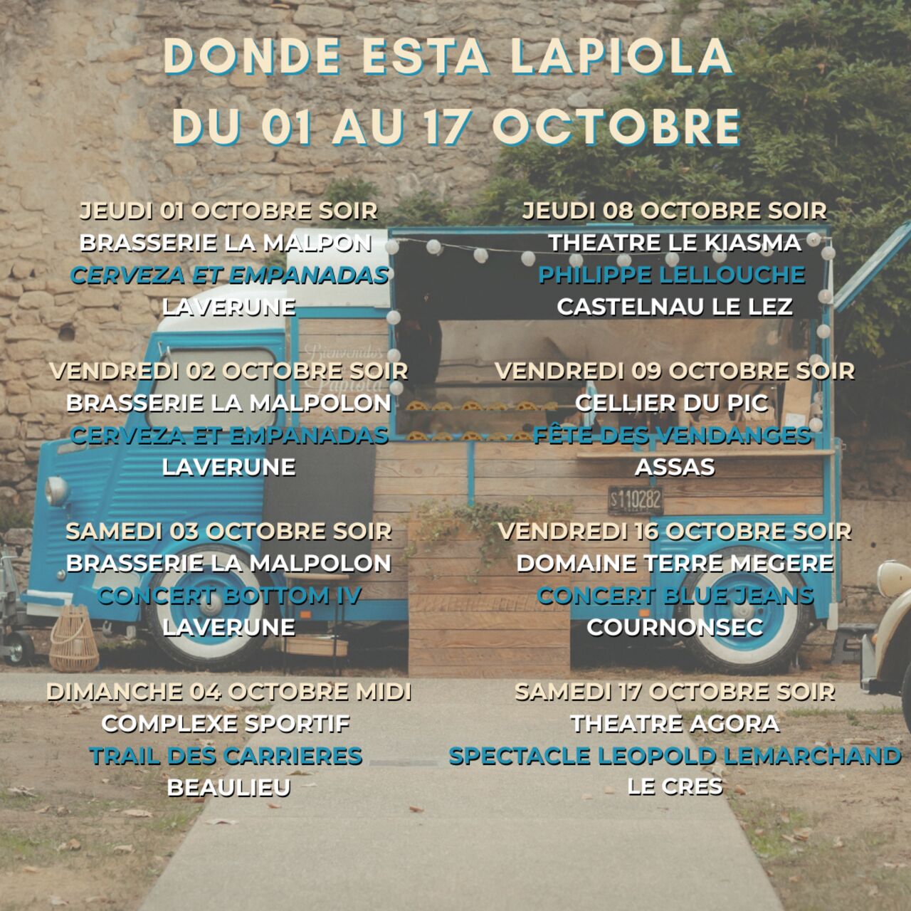 DONDE ESTA LAPIOLA DU 01 AU 17 OCTOBRE