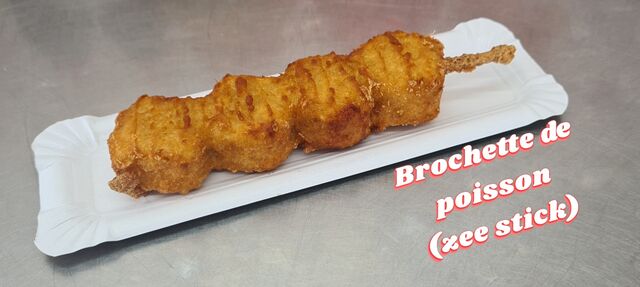 BROCHETTE DE POISSON PANÉ
Brochette de poisson (cabillaud) préfrit