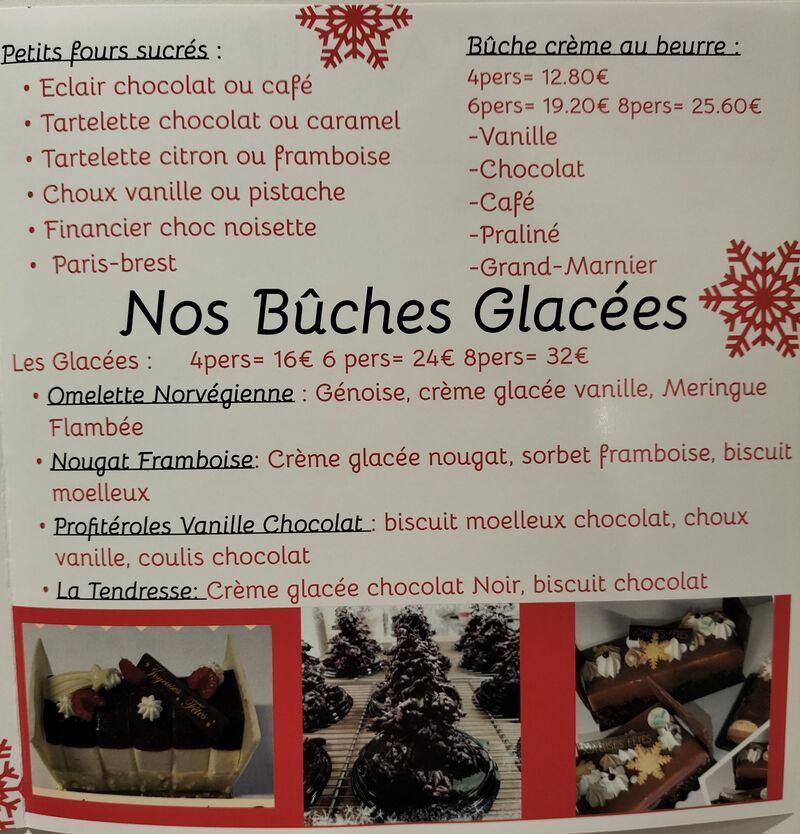Nos bûches glacée et petit fours sucrés 