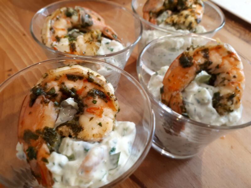 Verrines de fenouil aux gambas 
