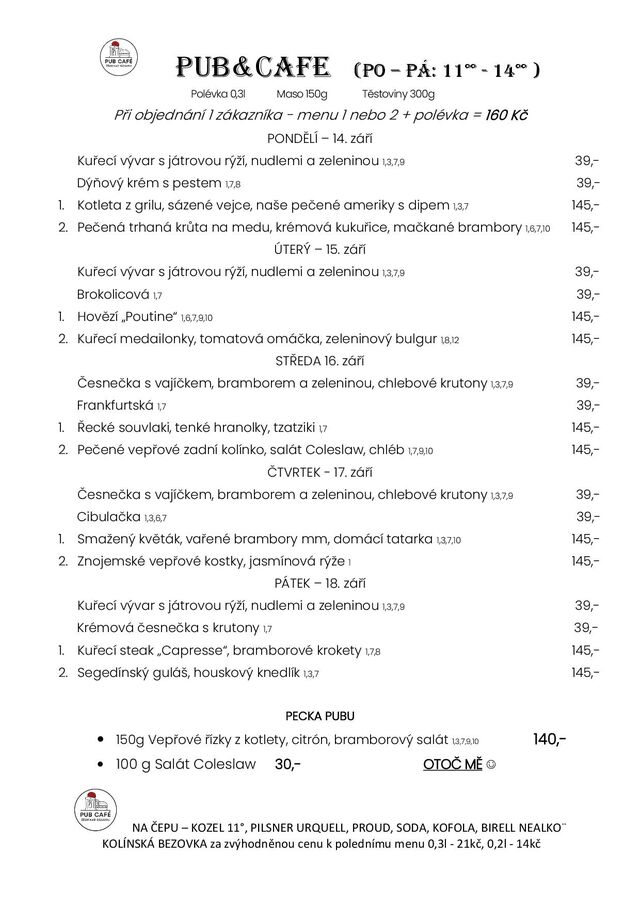 DENNÍ MENU od 14.ZÁŘÍ