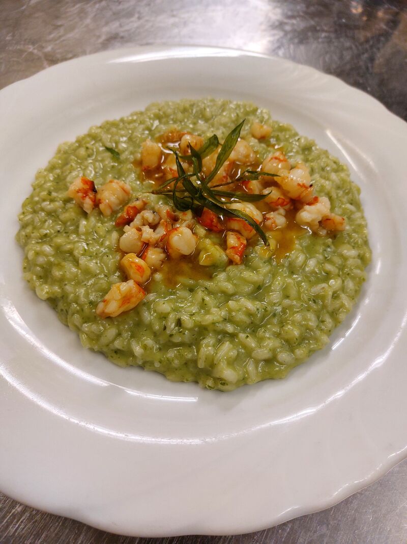 Risotto allo Sclopit e Gamberi