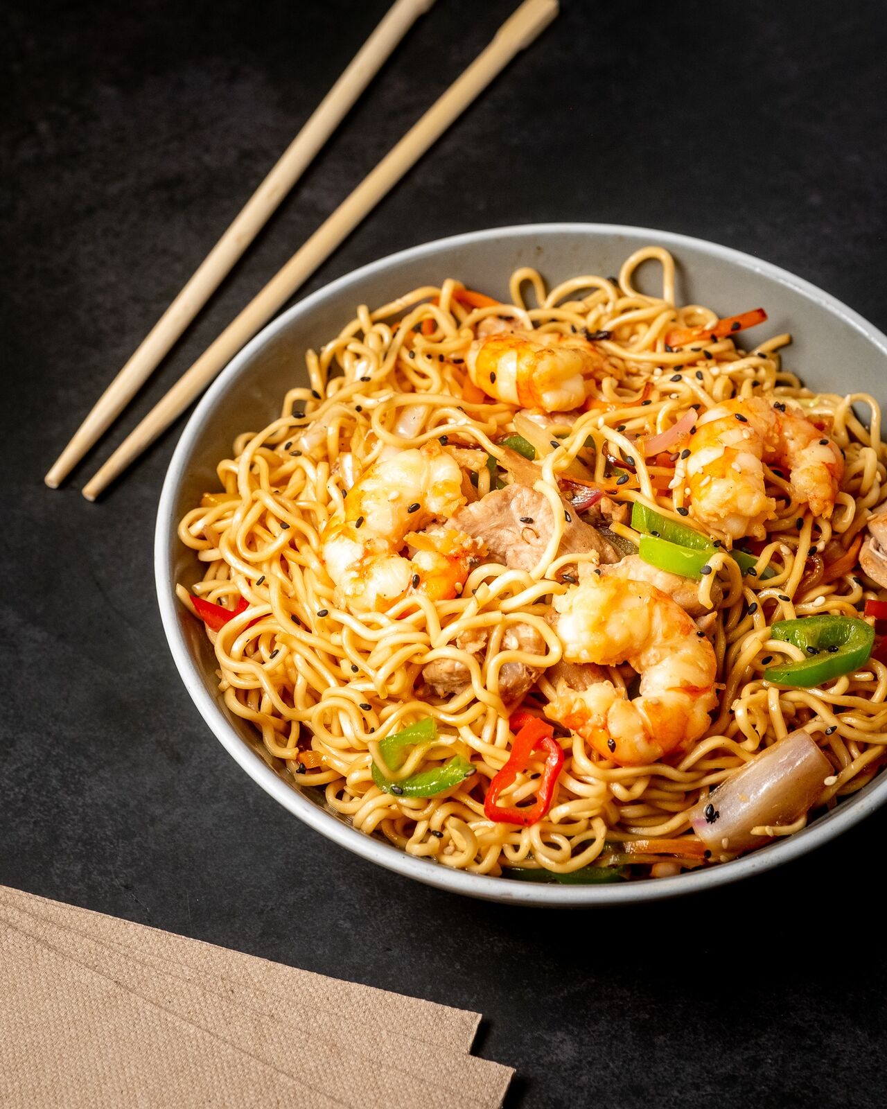 Yakisoba con Gambon y Pluma Iberica