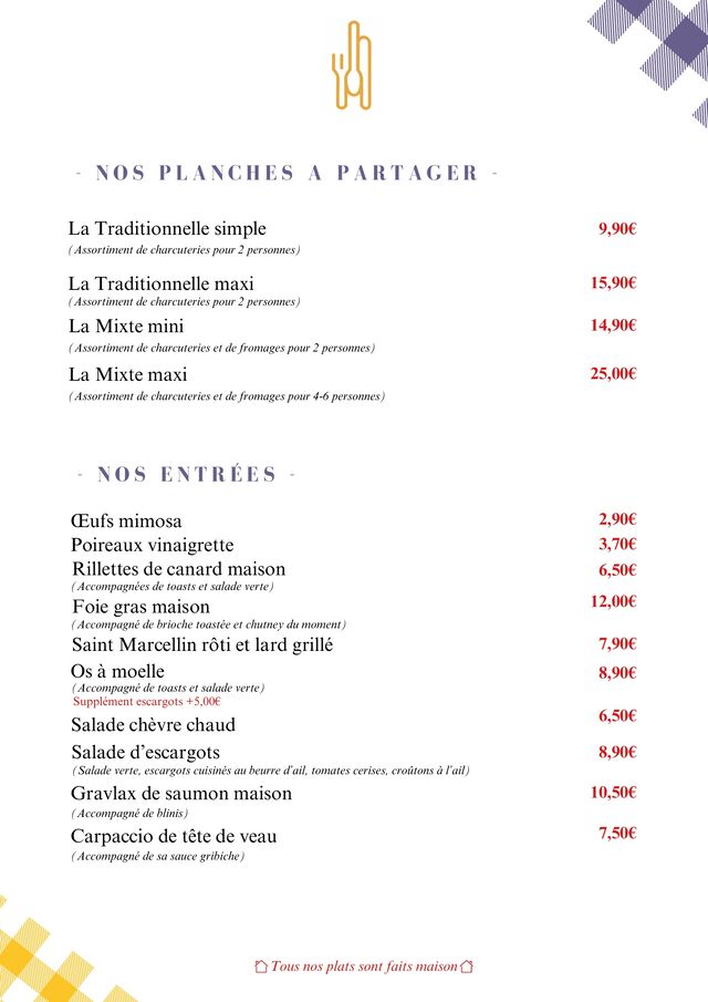 Entrées, Planches été 26