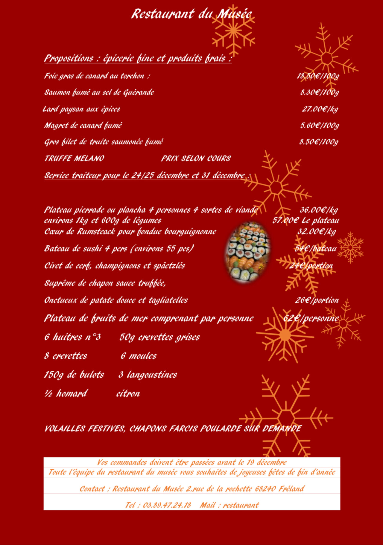 traiteur pour les fêtes