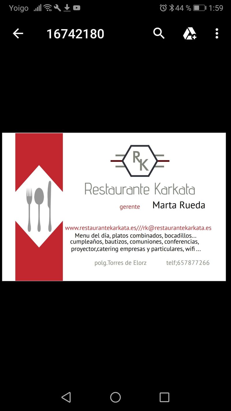 tarjeta del restaurante. Datos corregidos....
Email; martuki@restaurantekarkata.com
