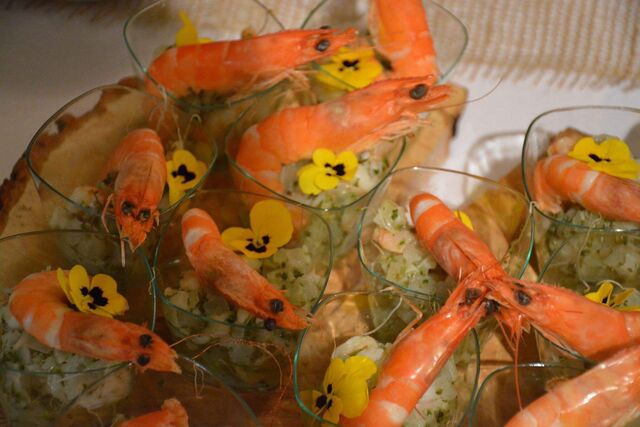 Verrines scampis ail