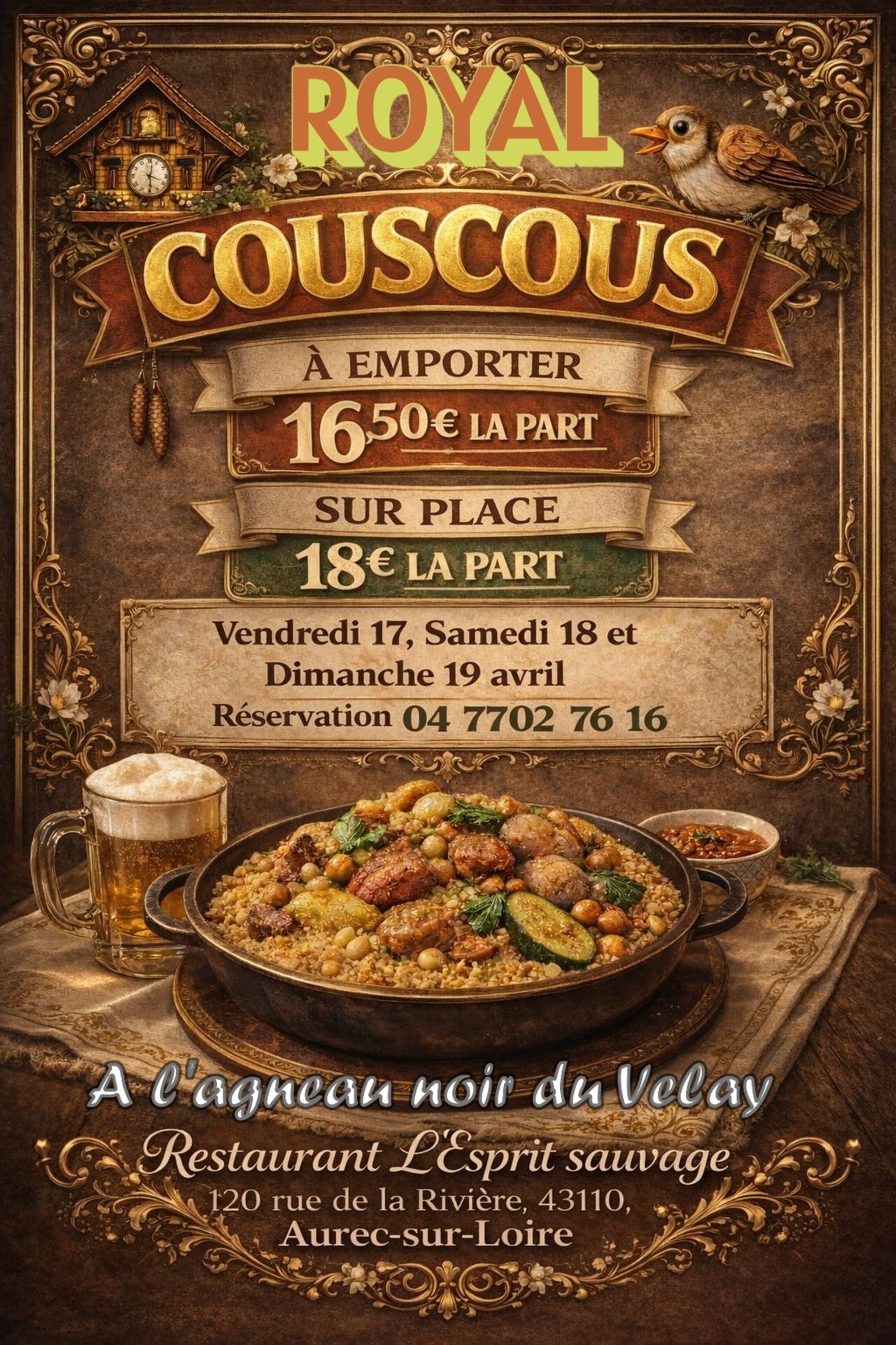 Couscous Royal à l’Agneau Noir du Velay – Une expérience d’exception !