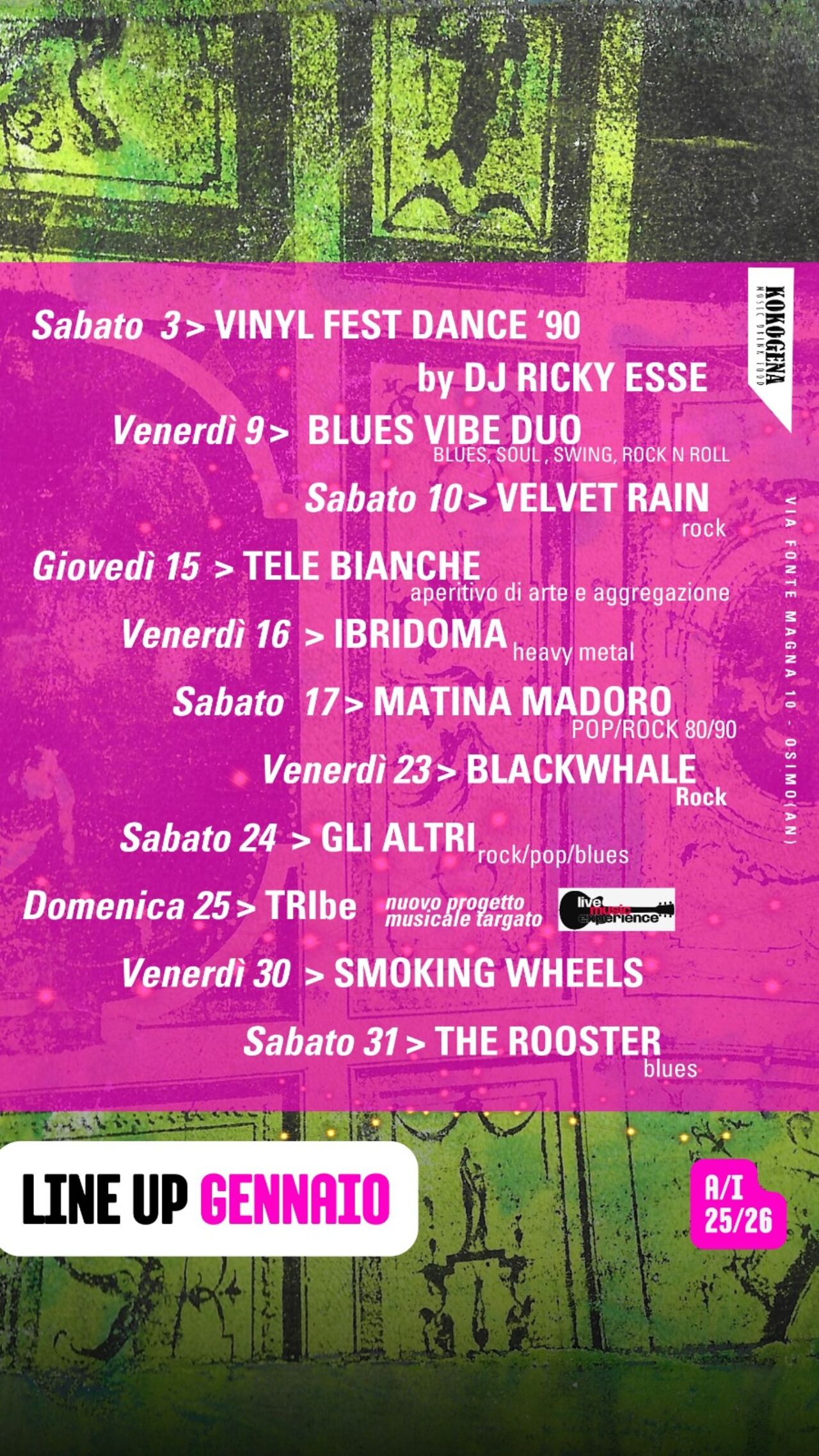LINE UP GENNAIO 2026