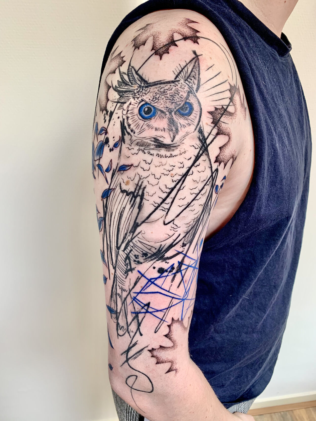 Wijze uil (sketchy stijl & dotwork) - voor Max