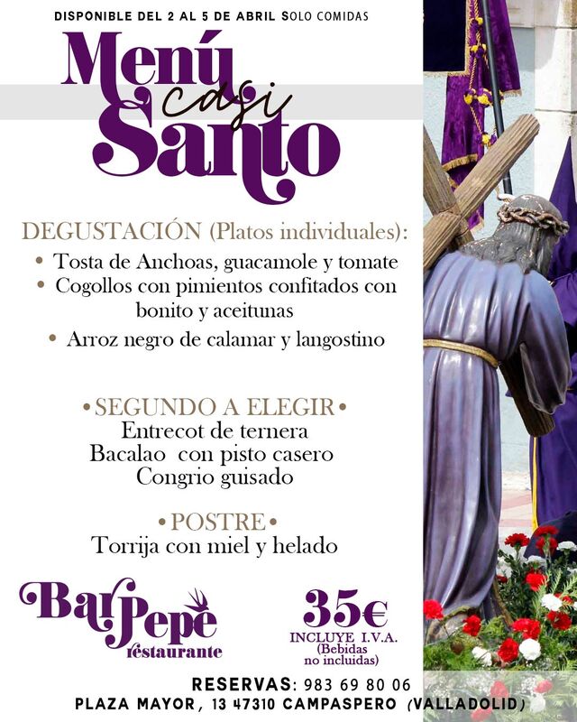 Menú Casi Santo 2026
