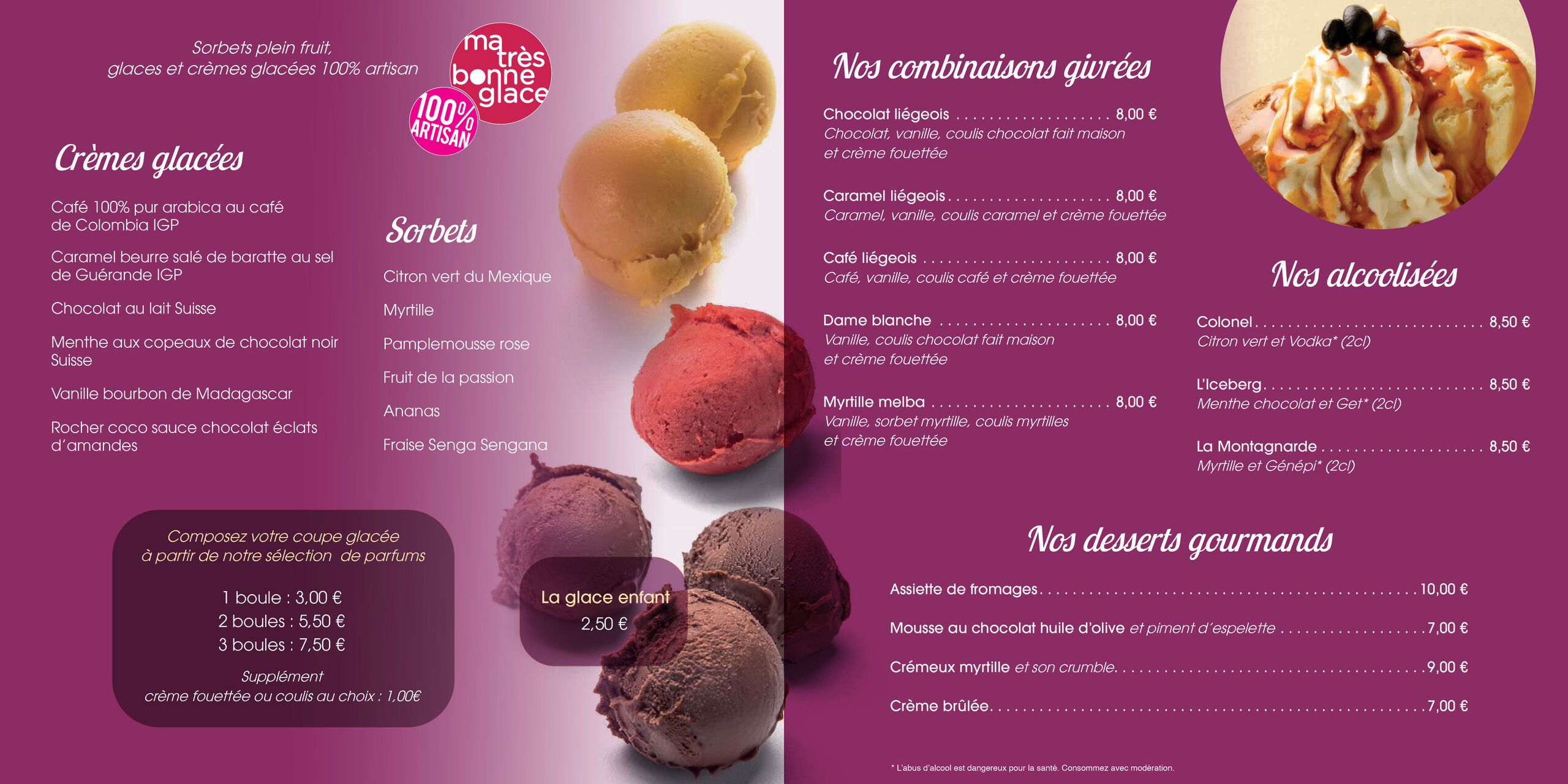 Nos glaces et nos desserts