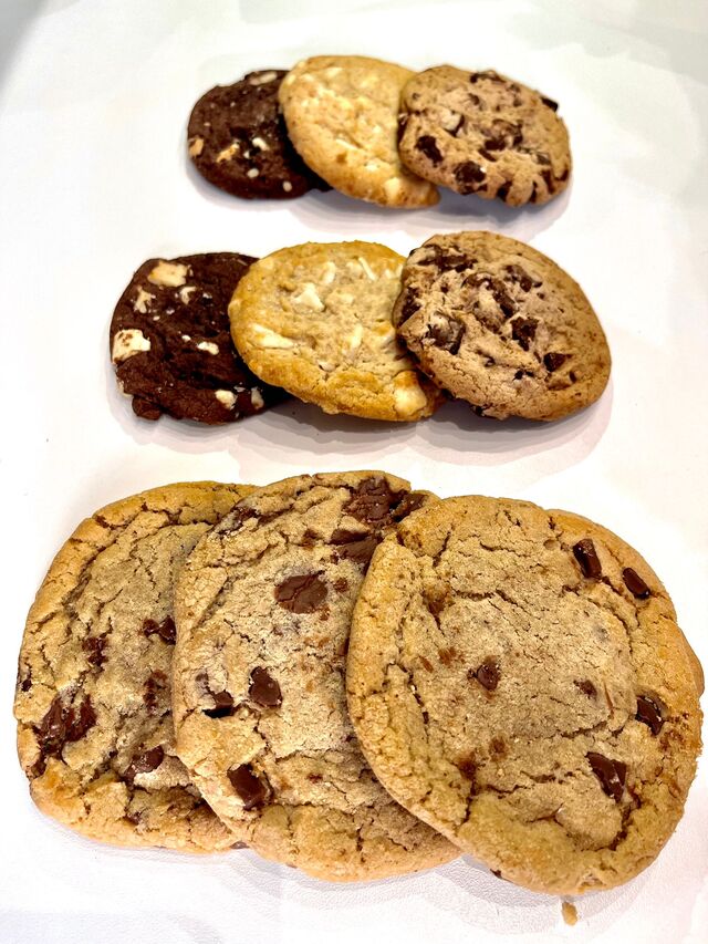 Nos cookies (chocolat blanc, chocolat au lait et chocolat avoine)