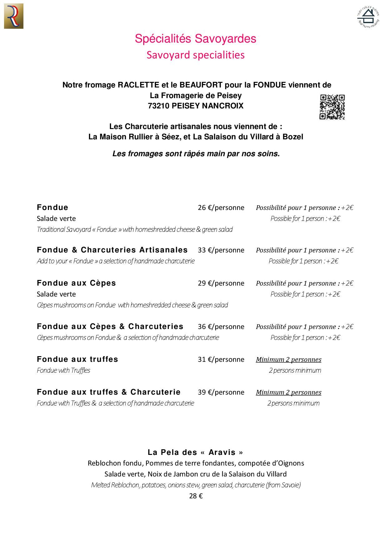 Spécialités Savoyardes