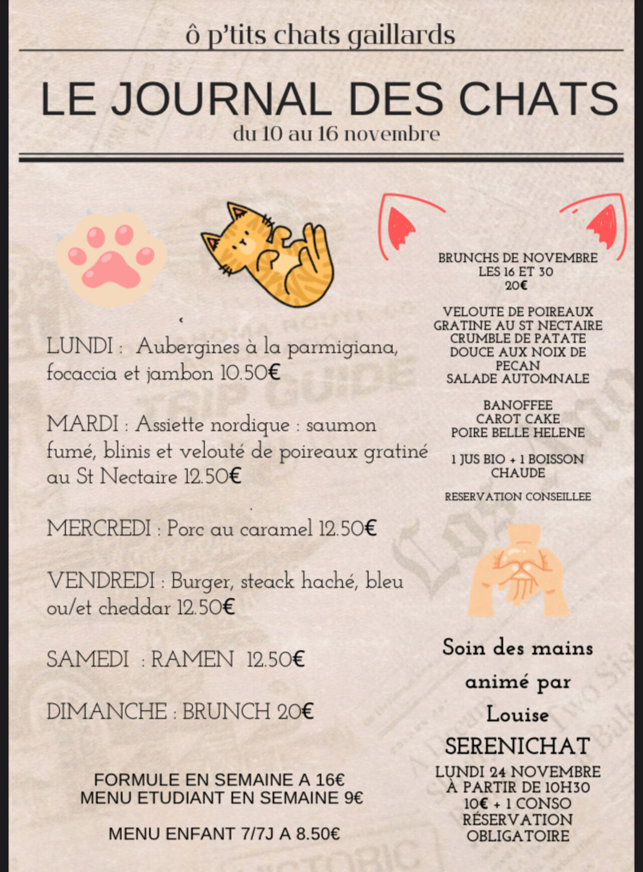 Menu du 10 au 16 novembre