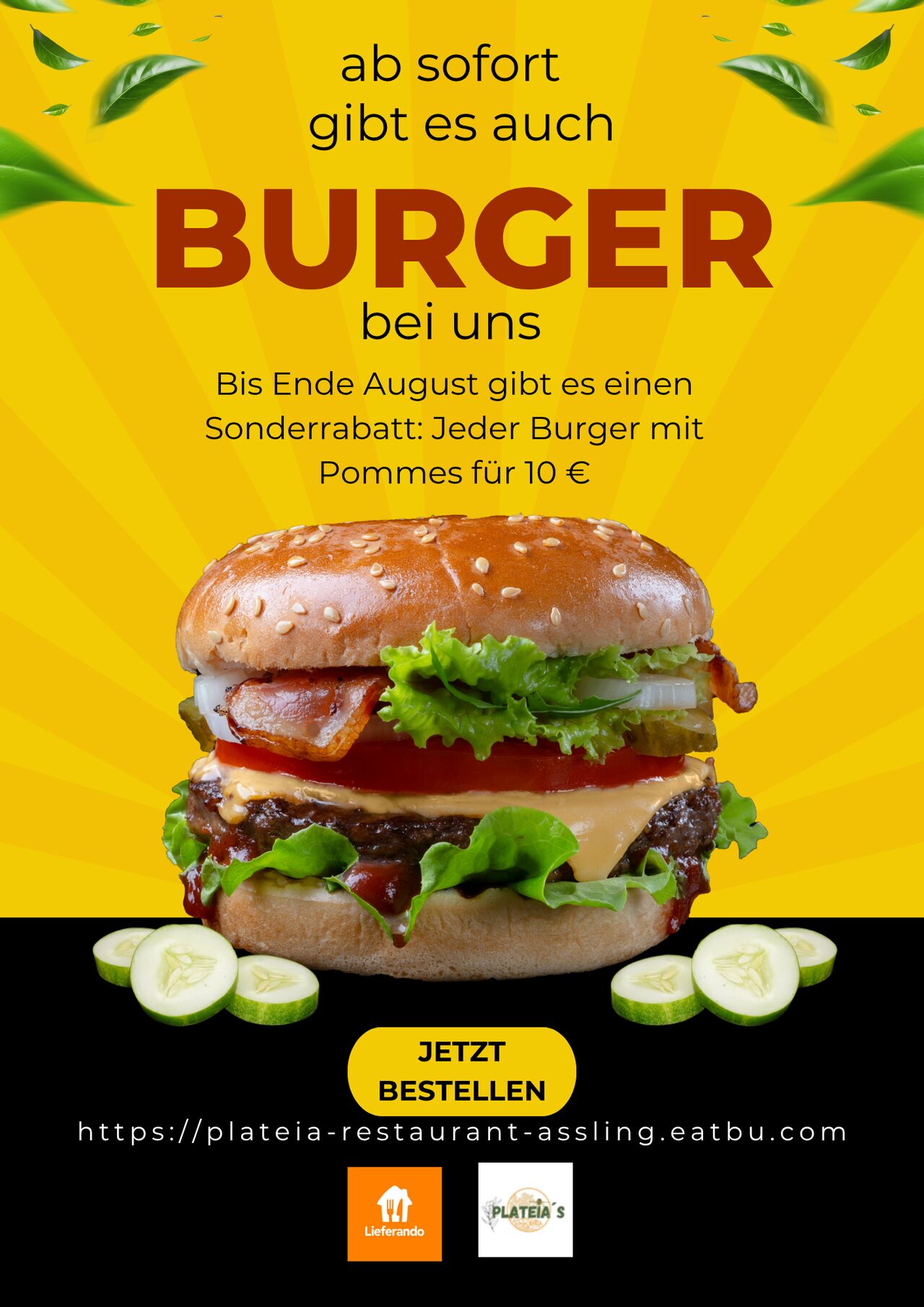 ab sofort gibt es Burger bei uns