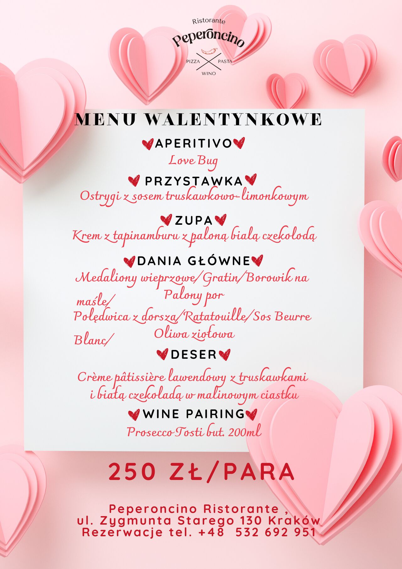 💖 Walentynki w Peperoncino Ristorante! 💖