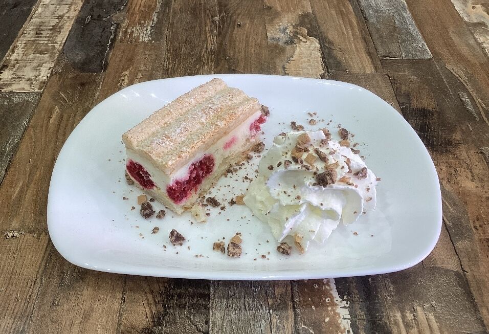 Entremets vanille framboise 