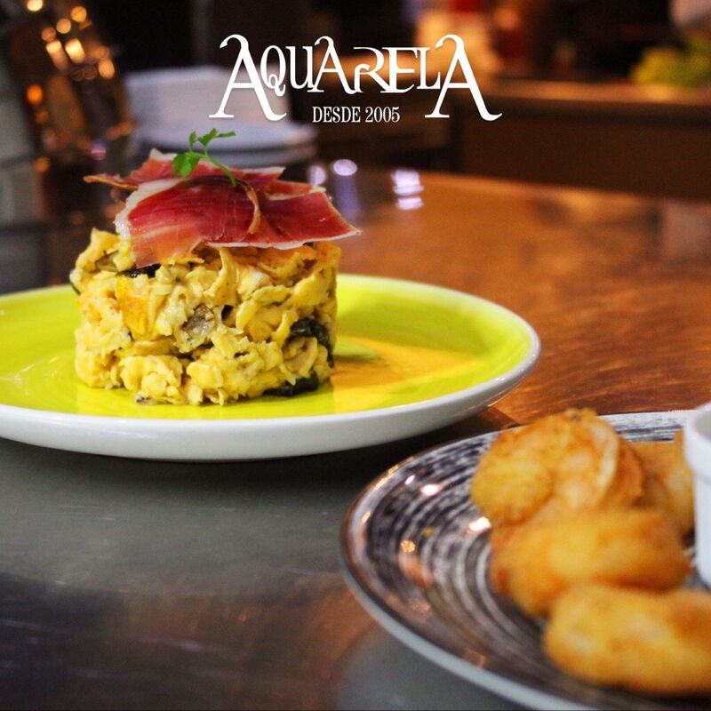 Revueltos com cogumelos e presunto ibérico