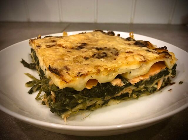 Lasagnes (pâte fraîche maison) épinard et saumon fumé