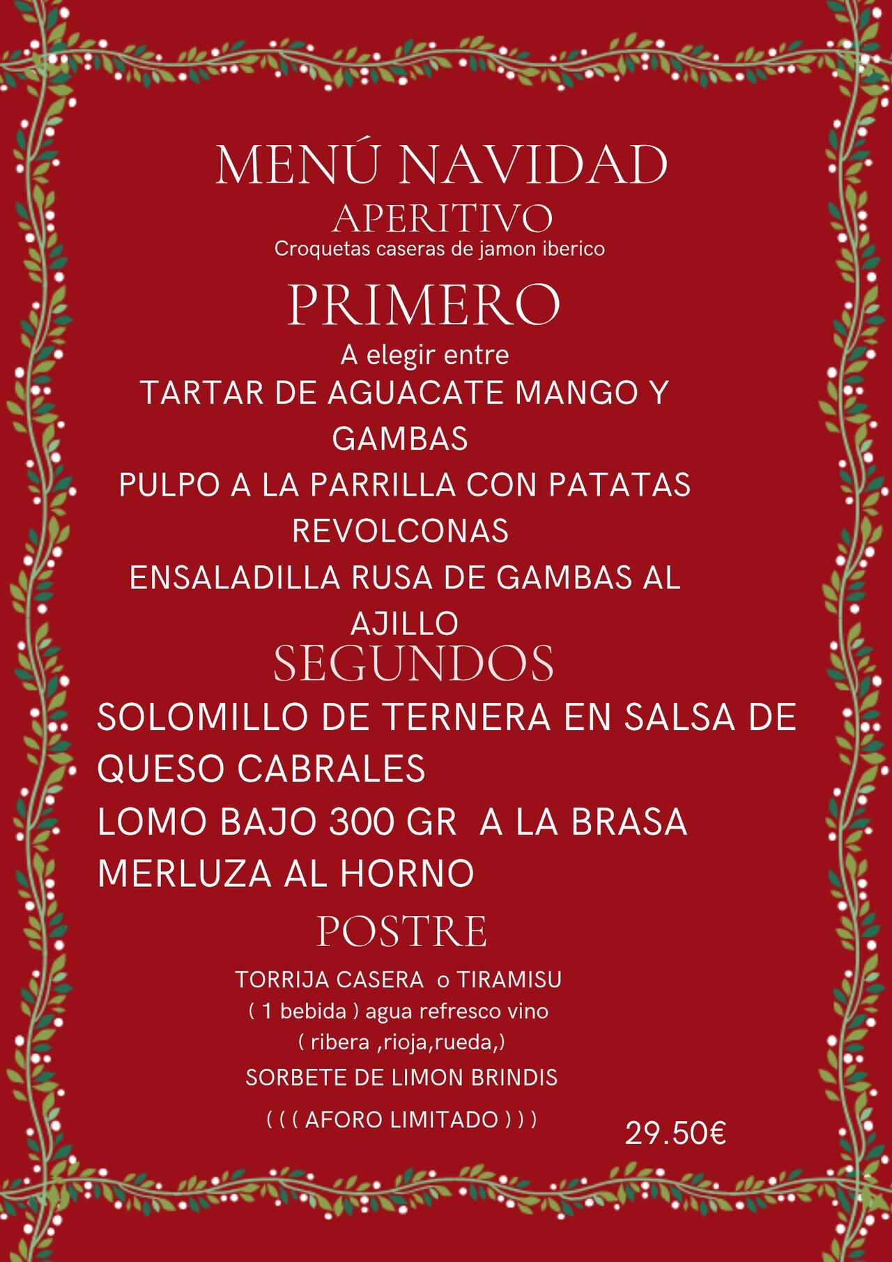 MENU NAVIDAD 2025