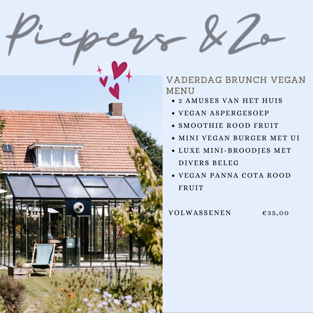 Brunch Vaderdag Vegan menu