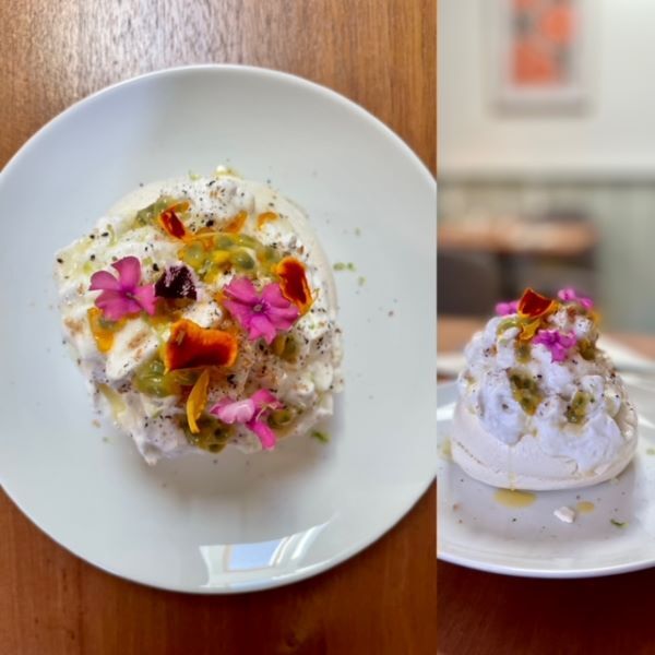 Pavlova chantilly coco, passion et citron noir (sans lactose, sans gluten)