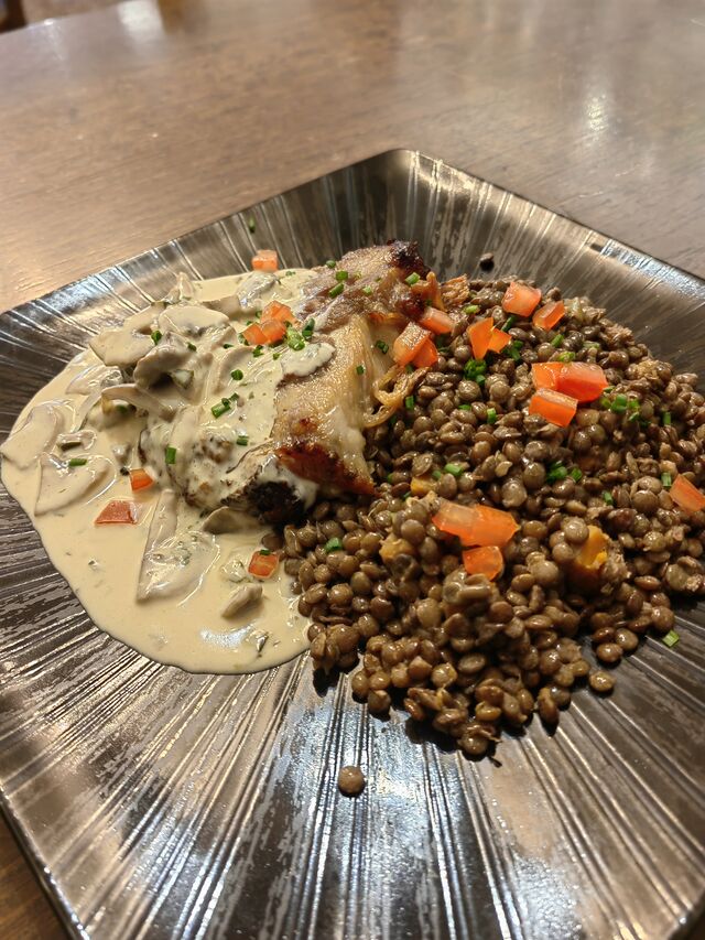 rôti de porc aux lentilles