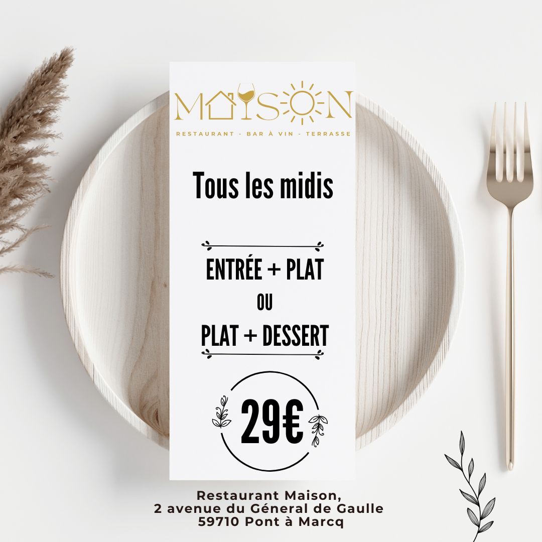prix menu septembre 2025 entrée + plat ou plat + dessert