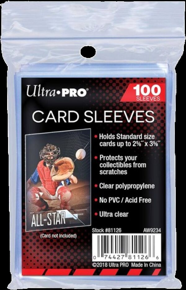 Sachet de 100 pochettes Ultra PRO Clear : 1,50€ (tarif dégressif pour les achat en gros)