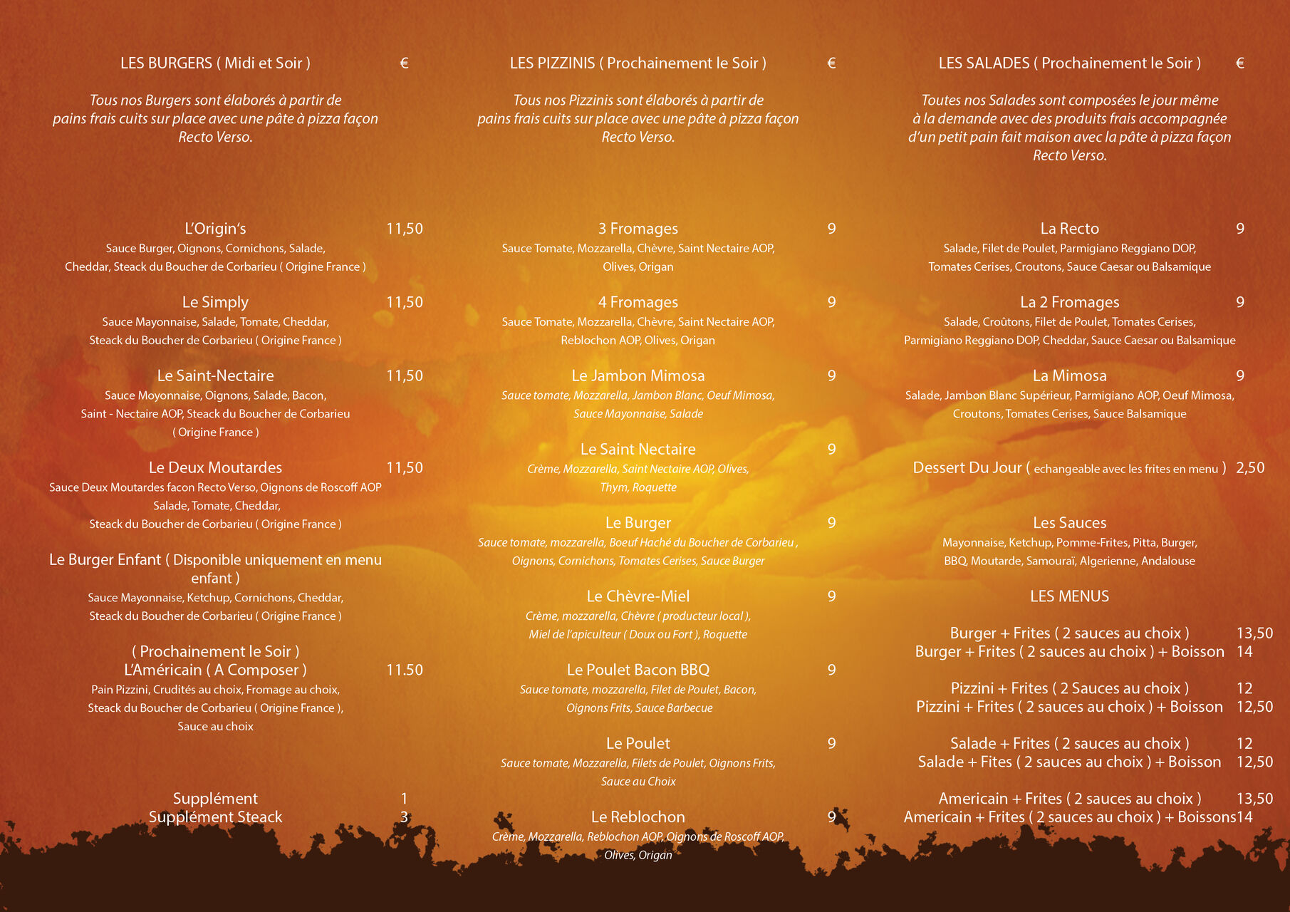 Repas de la pause à midi