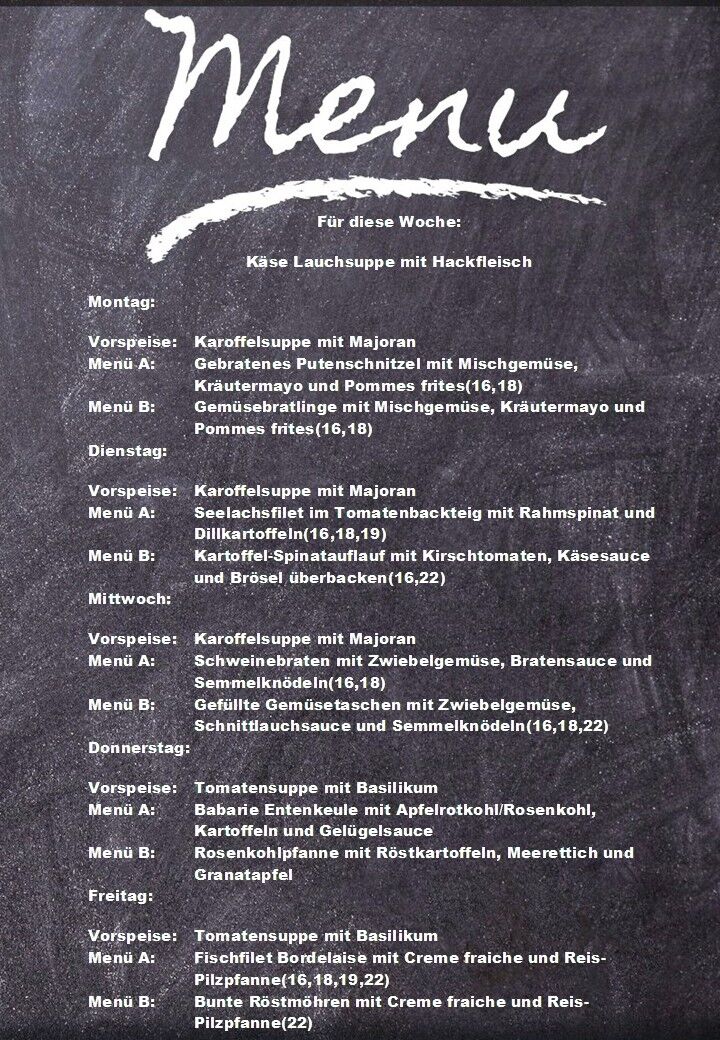 Speiseplan für diese Woche
