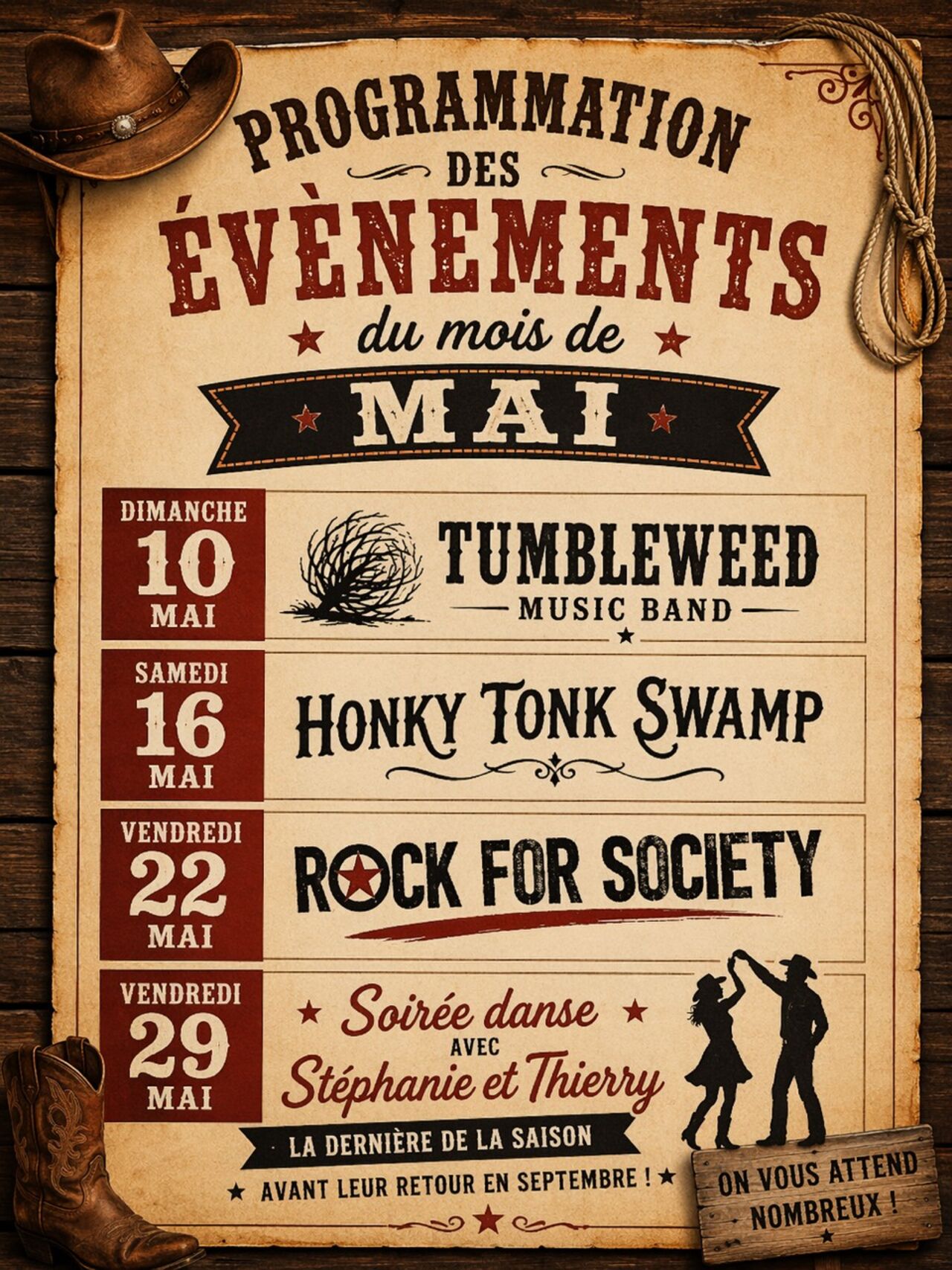 EVENEMENTS DU MOIS DE MAI