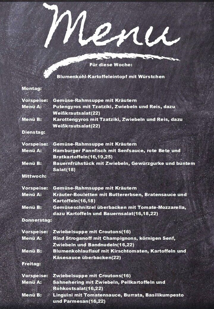 Speiseplan für diese Woche