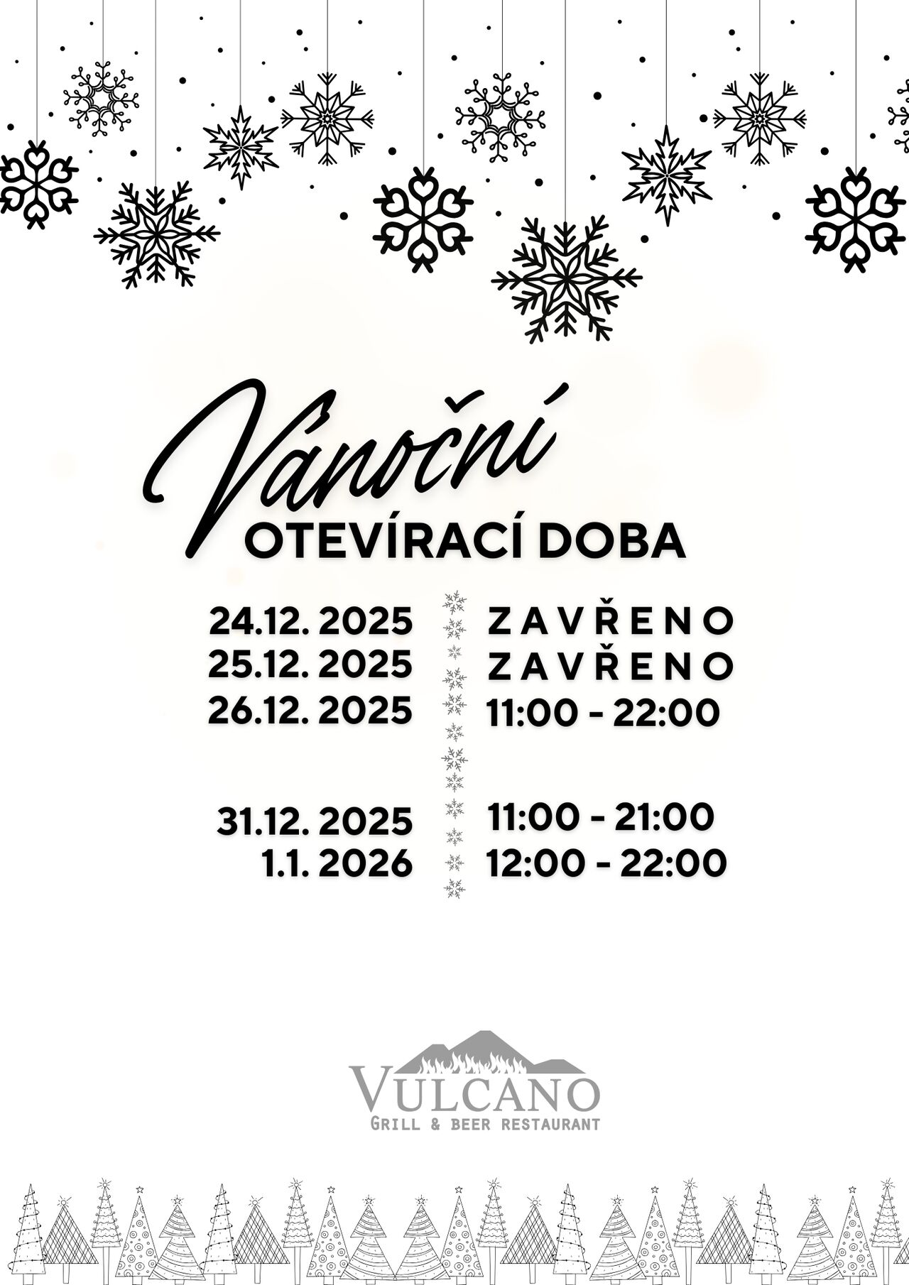 VÁNOČNÍ OTEVÍRACÍ DOBA