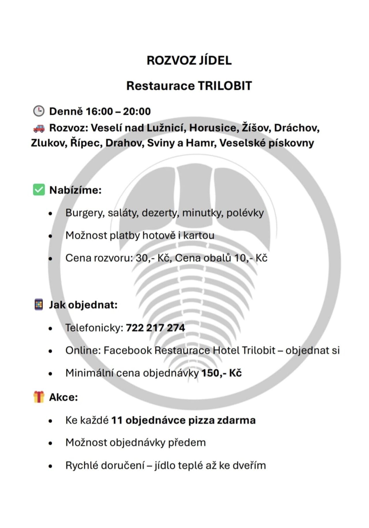 ROZVOZ JÍDLA