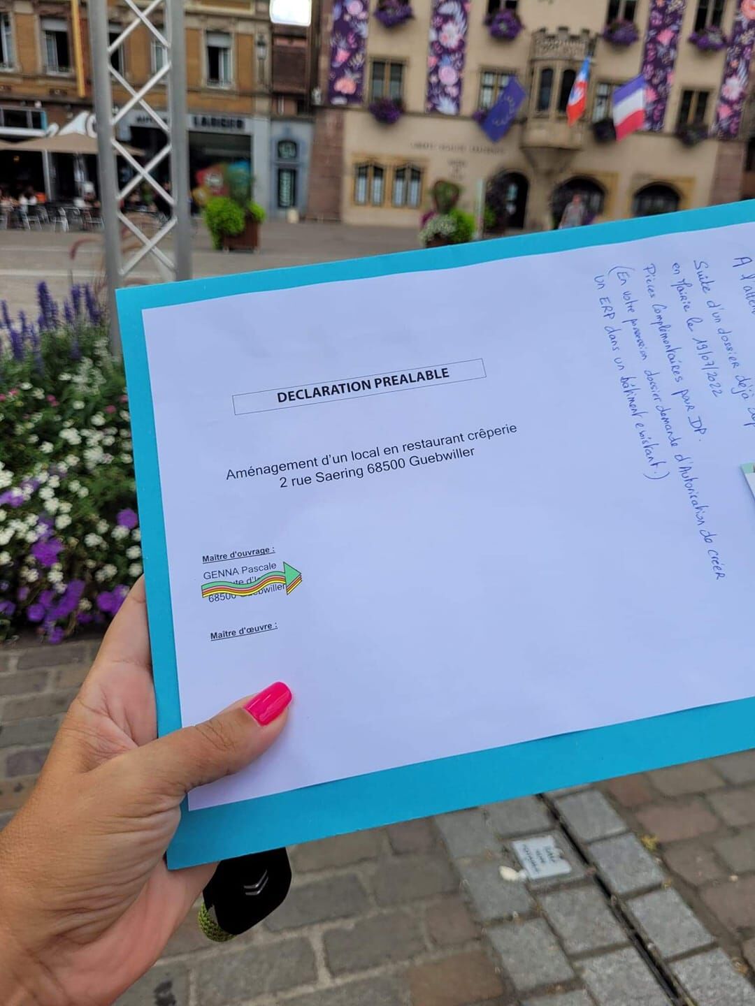 Juillet 2022 - On dépose le tout en Mairie de Guebwiller