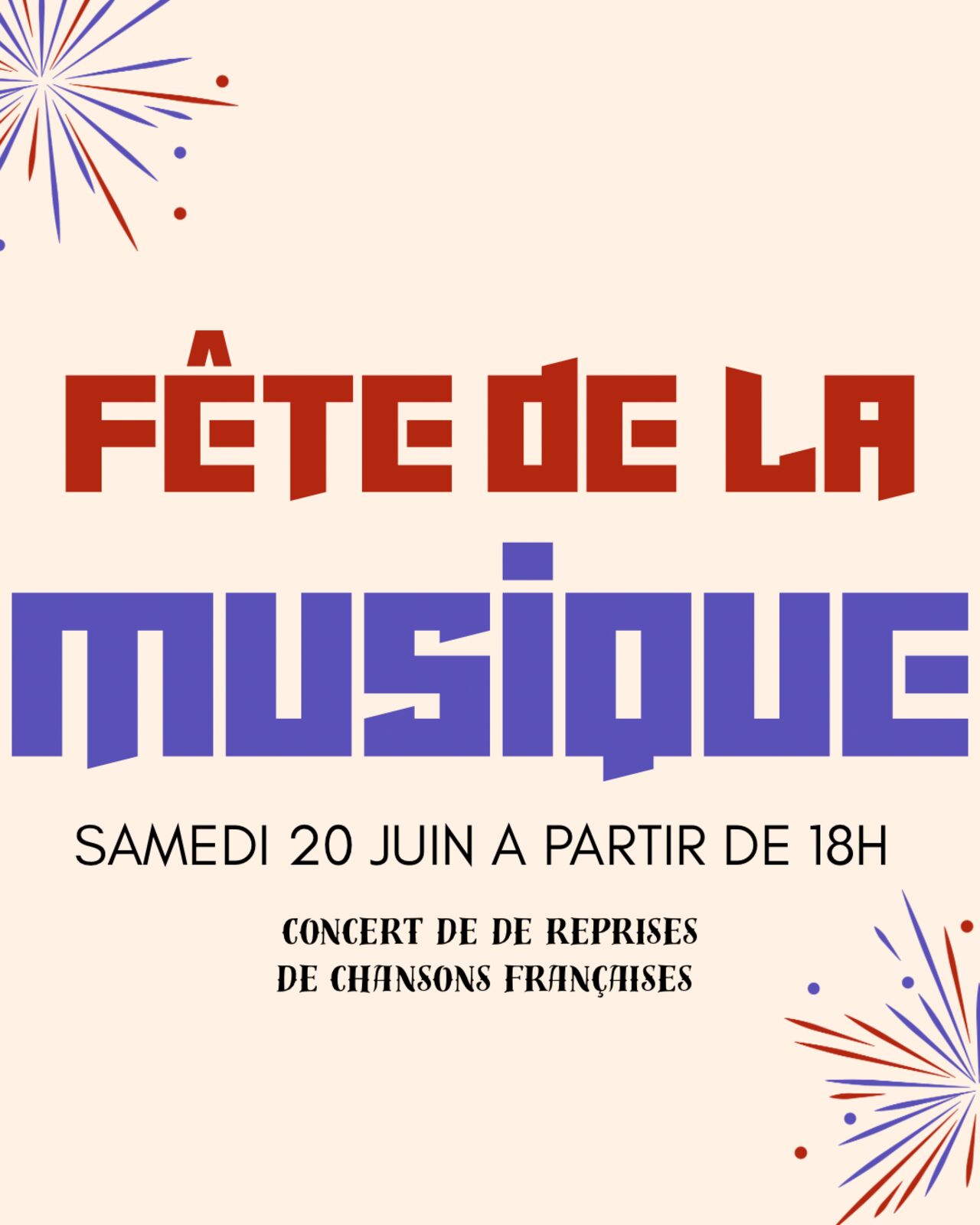 CONCERT FÊTE DE LA MUSIQUE SAMEDI 20 JUIN
