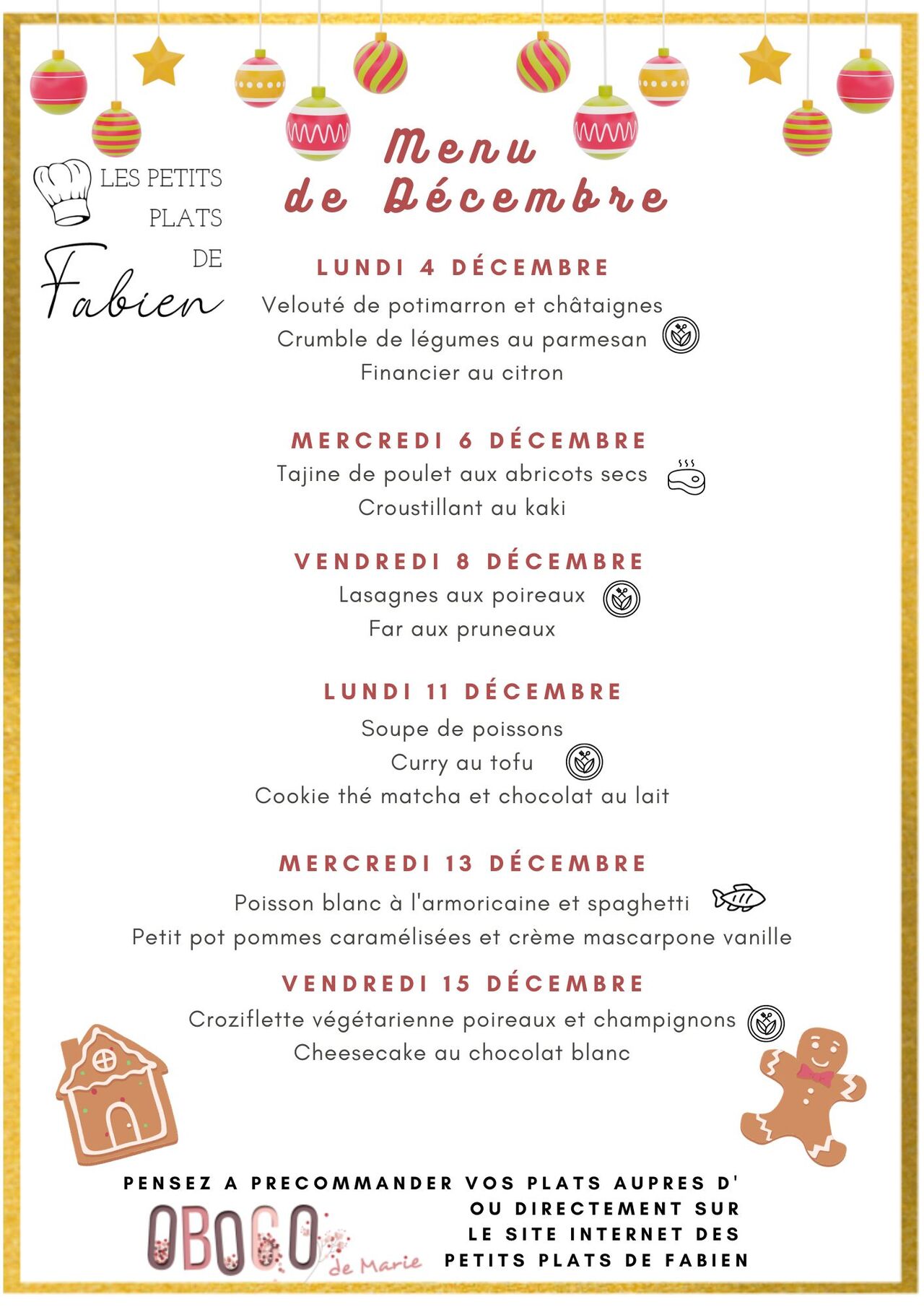 Menu Décembre