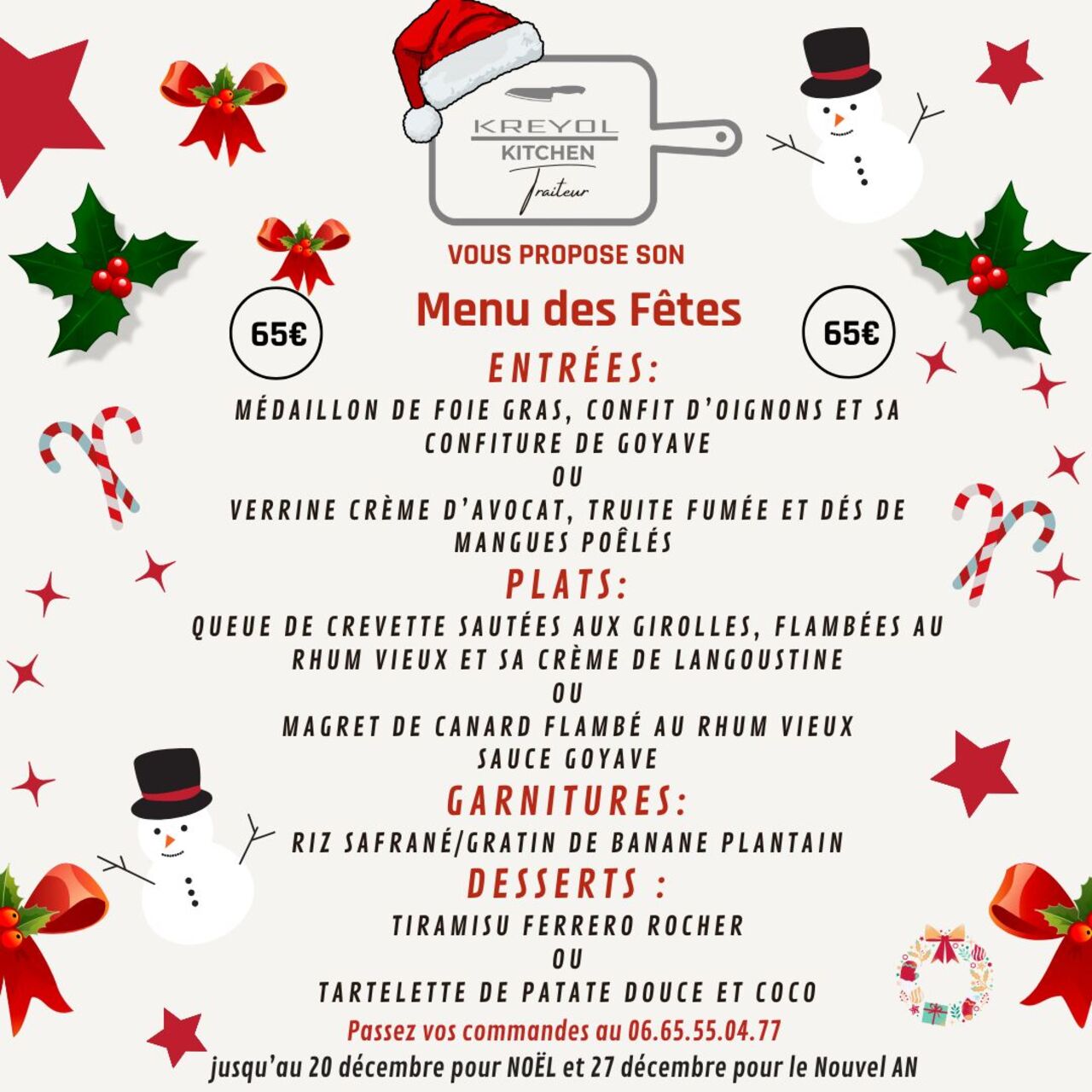 Menu des fêtes 2024