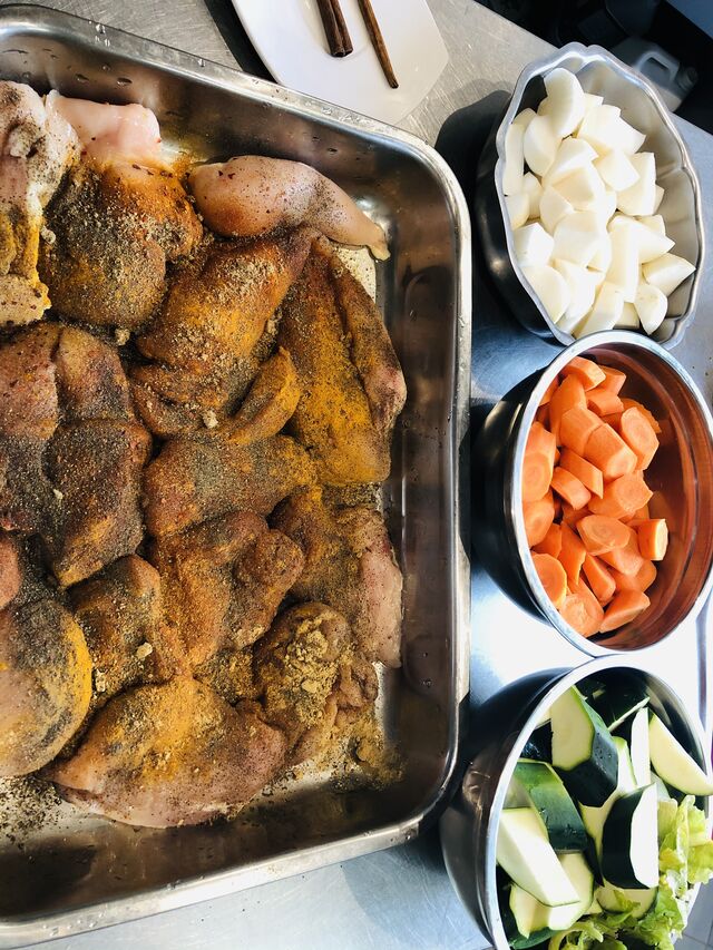 Préparation couscous poulet 