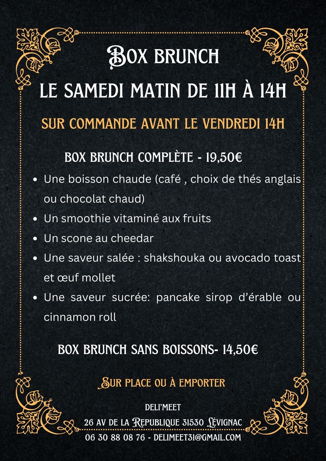Nouveau!! Brunch le samedi matin