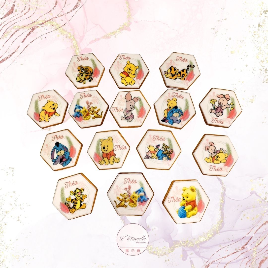 Sablés pâte à sucre et personnalisation Thème Winnie en azyme