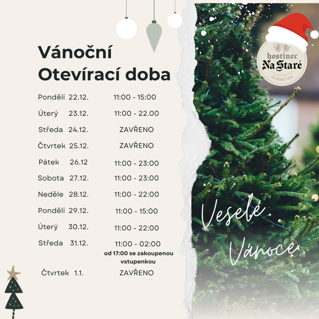 🎄 Vánoční otevírací doba 🎄